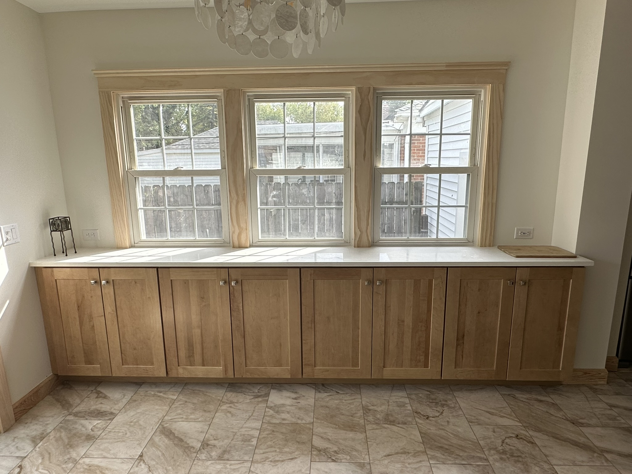Modern kitchen with navy cabinets